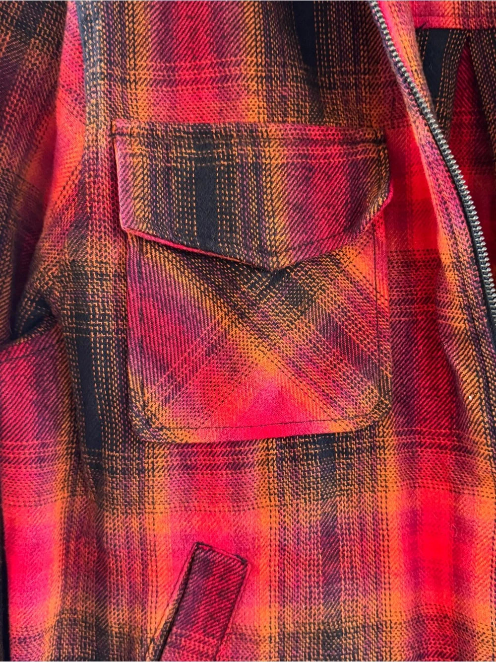 bp Red and Black Plaid Zip-Up Jacket